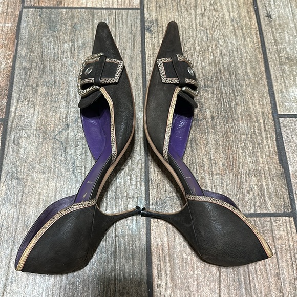 Prada Women’s Sz 40 Prada Brown Leather D'Orsay Pumps - Picture 7 of 12